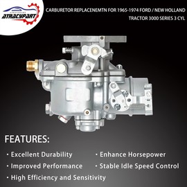 Carburetor 1103-0004 Replacement for Ford 1965-1974 New Holland Tractor 3000 Series 3 Cyl Replace# 13916, C5NE9510C, C5NN9510M, D3NN9510B