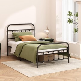 Kujielan Metal Bed Frame - Structurally Stable Heavy Duty Steel Slat Supported Twin Bed Frames,No Box Spring Needed for Easy Removal and Transport.