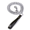 SGODA Chain Dog Leash with Leather Handle 4 Feet Black