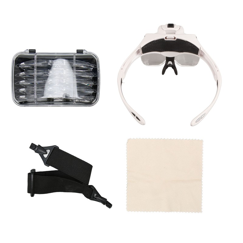 Head Mounted Magnifying Glass 2pcs LED Light Adjustable Rechargeable Headband