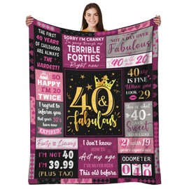 HEIFAM 40th Birthday Gifts Women,40 Year Old Birthday Gifts for Women, Forty Birthday Gifts for Women, 40th Birthday Decorations Women, Christmas, Thanksgiving Gifts for Her, 50" x 60"