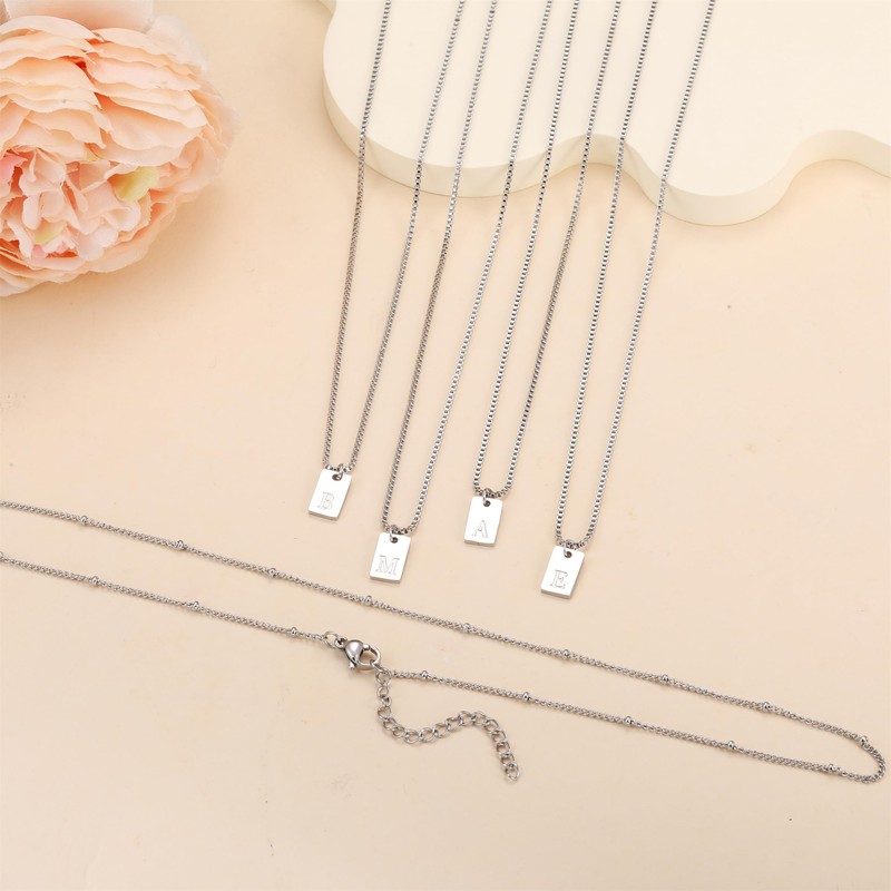 RWQIAN Layering Chain with Letters A-Z Pendant Women's Letter Chain