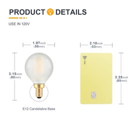 Frosted LED Ceiling Fan Light Bulbs- E12 Base 2700K Soft Warm White Dimmable 25W Equivalent G16.5/G50 Candelabra Globe Bulb- 2W Short Round LED Lamp for Bedroom, Pendant, Chandelier, Vanity- 8 Count