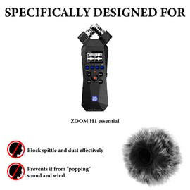 Geekria for Creators Furry Windscreen Compatible with ZOOM H1 Essential Recorder, Mic DeadCat Muff, Windbuster, Fluff Cover, Portable Digital Recorder (Grey / 2 Pack)