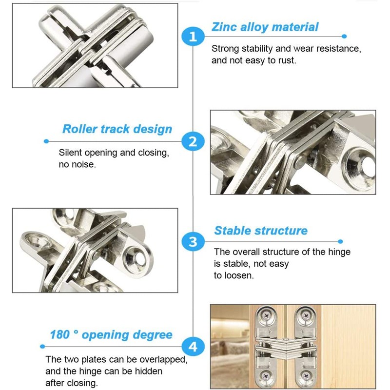 LAGALO 2 Pack 2.36 in Hidden Hinge Invisible Concealed Cross