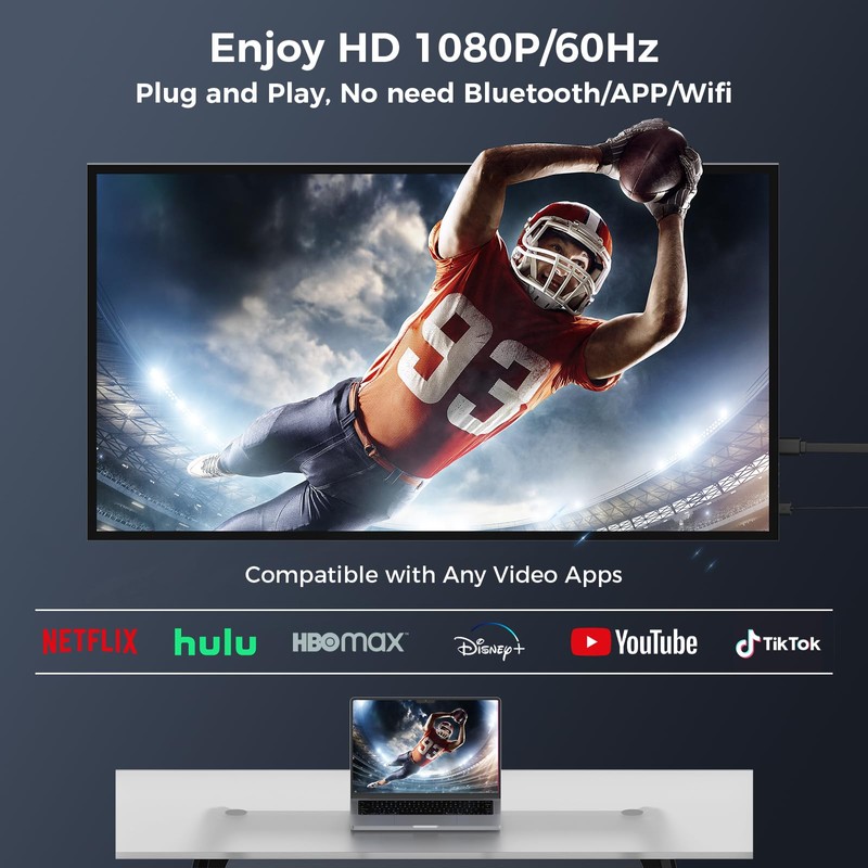 Wireless HDMI Display Dongle Adapter 1080P, Screen Mirroring Adapter/Extender for