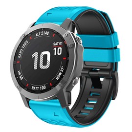 OUTVI 22 watch band for garmin fenix 5 6 7 pro Solar Forerunner 965 955 935 745 epix Pro Gen 2 47mm only Waffle band style soft silicone quick fit 22mm bands replacement men women BLUEGREEN BLACK