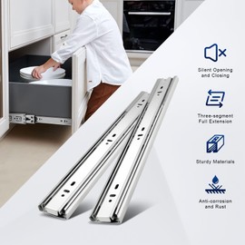 Probrico 1 Pair 14 Inch Soft Close Drawer Slides, Ball Bearing Full Extension Dresser Slides, Side Mount Heavy Duty Drawer Glides Runners