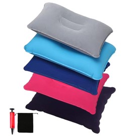 QEEROYO 5Pcs Inflatable Pillow, Blow up Pillow, Ultralight Inflatable Camping Pillows for Adults, Comfortable Ergonomic, for Camping, Hiking, Beach, Fishing