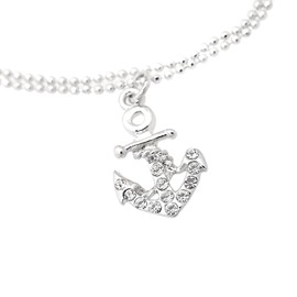 Spinningdaisy Silver Plated Double Layer Crystal Anchor and Buoy Anklet Ankle Bracelet (Anchor)