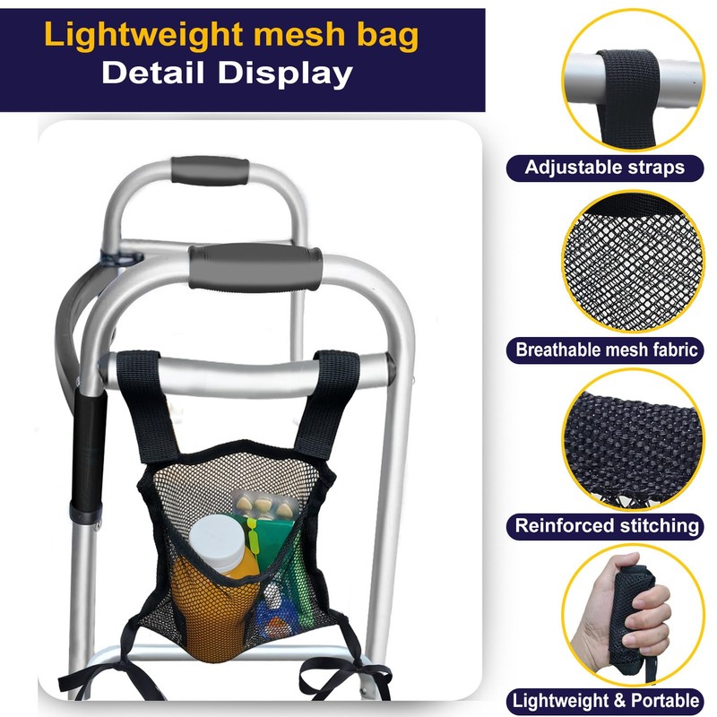 Aliseniors Walker Side Bag, Lightweight Folding Walkers Accessories Pouch, Side