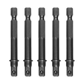 5PCS 1/4 Socket Driver Adapter Set, Black Drive Drill Impact Drill Adapter Kit for Diy Automotive Extension Socket Driver Bits Handle Nut Driver and Drills (1/4 Square Tip)