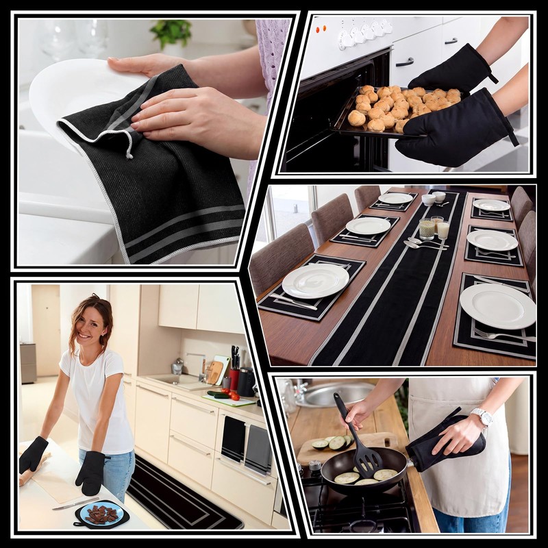 Purpeak 37 Pcs Black Kitchen Decor and Accessories Set Include