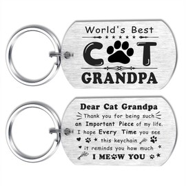 Alotozo Cat Grandpa Gifts - Grandpa Christmas Gifts from Cats - World's Best Cat Grandpa Keychain - Fathers Day Birthday Presents from Cat to Grandpa