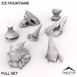 Tabletop Terrain Ice Mountains - Fantasy DND Dungeons and Dragons - 20mm