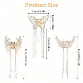 Pack of 3 Butterfly Hair Clips Gold Hair Clips Butterfly Hair Clips Girls Butterfly Hair Clip Hair Accessories Claw Clip for Women and Girls