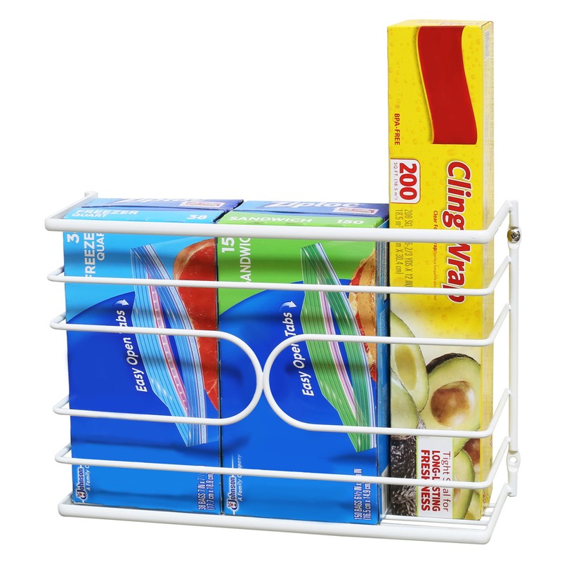 Deco Brothers Wall Mount Kitchen Wrap Organizer Rack, White