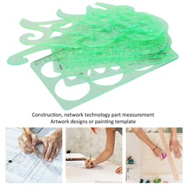 12Pcs French Curve Template Set, Geometric Drawings Templates Plastic Measuring Template Rulers for Drawing Engineering Drafting Building School Office Supplies
