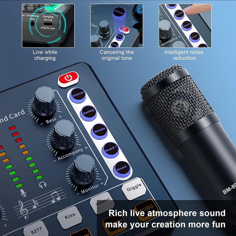 AnnuoYi M8 Audio Mixer,Live Sound Card,Portable Audio Mixer, Audio Interface