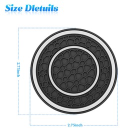 Norkmdi Car Cup Holder Coaster, 2PCS 2.75" Non-Slip Insert Insulated Vehicle Water Bottle Holder Pad, Waterproof Dustproof Embedded Automotive Console Drink Cup Mat, Universal Fit (Black/White)