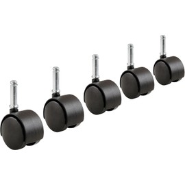 Shepherd Hardware 8741E Furniture Casters 2 inch Office Chair Caster, Twin Wheel, 7/16 inch Stem Diameter, 75-lb Load Capacity, 5 Count (Pack of 1), Black