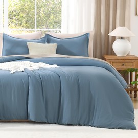 Litanika Grayish Blue Comforter Set Twin/Twin XL Size, 2 Pieces Lightweight Solid Bedding Comforter Set, All Season Fluffy Bed Set (66x90In Comforter & 1 Pillowcase)