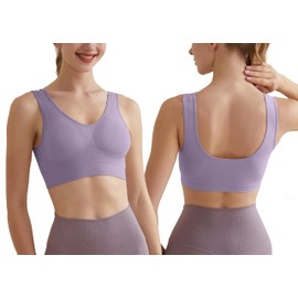 Memoryee Sports Bra Women's Large Breasts Strong Hold Push Up Without Underwire Set of 3 Padded Jogging Yoga Running Riding Bra Crop Top, Multicolor3