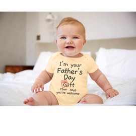 BesserBay Father's Day Infant Baby Bodysuit Daddys Day Newborn Suit Baby Body Shirt Beige 6-9 Months