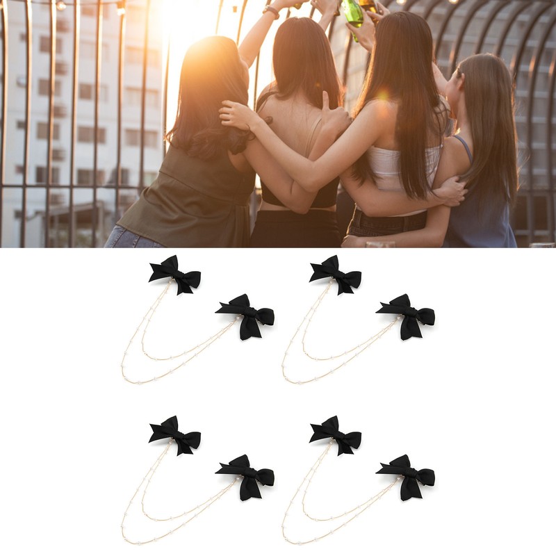 4Pcs Bow Hairpins Metal Snaps Barrettes Hair Clips Accessories with
