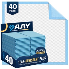 AAY Heavy Duty Disposable Bed Pads 36"X44" (40pcs) Tear-Resistant Cloth Backing Underpads Extra Large Super Absorbent Pee Pads Incontinence Waterproof Chucks Pads for Adults Elderly, Kids or Puppy
