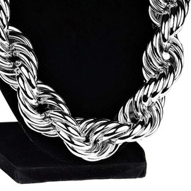 Bling Cartel Huge Mens Rope Chain 25MM Wide x 30" Inch Silver Tone Hollow Dookie Hip Hop Rapper Necklace