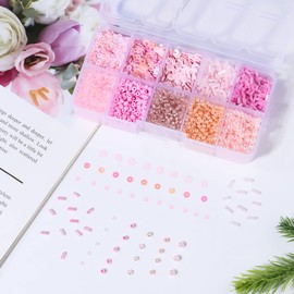 Hiswan Assorted Beads for Jewelry Making, Glass Seed Bugle Tube Beads Loose Sequins Multiple Sizes for Crafts Sewing Jewelry Making