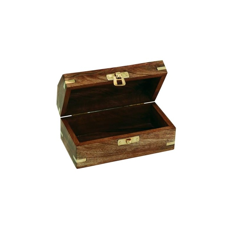 NKlaus Mango Wood / Brass Treasure Chest 14.5 x 7.5
