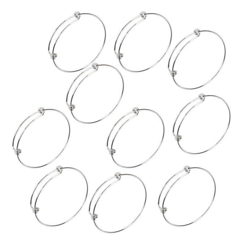 10Pcs Stainless Steel Bangle 1.6mm Adjustable Expandable Coil Bracelet DIY