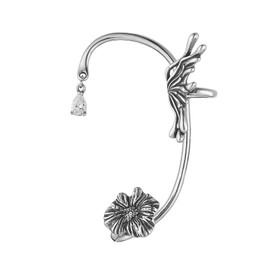 HZMAN Fairy Wing Ear Cuff Earring for Women Stainless Fairy Wing Flower No Piercing Ear Wrap Clip On Earrings Jewelry Gift (Left)