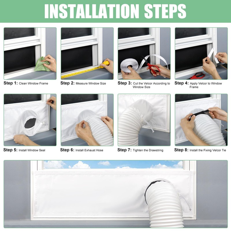 Memrita Portable AC Window Seal Kit with Mesh Screen, Double