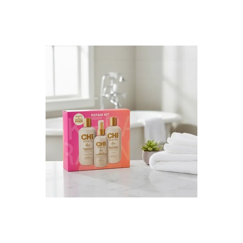 Kit Chi Keratin Shampoo, Acondicionador Y Reconstructor