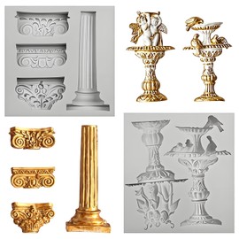 Roman Column Silicone Mold, Decorative Mold for Columns and Angels，Marble Pillar Mould for Chocolate Candy Gum Clay