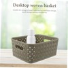 Operitacx 3pcs Dark Woven Storage Basket with Handle Decorative Desktop