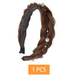 Pearl Headbands Girls Braided Hair Hoop Invisible Headband Hairpiece for Styling Headbands for Women Light Brown 3520