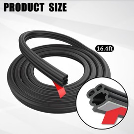 UZZH 16.4Ft Car Door Seal, Double Layer Thickened Rubber Automotive Weather Stripping, Self Adhesive Auto Door Soundproofing Weatherstrip, Universal Door, Hoods, Windows Seal Strip for Car,Truck,SUV