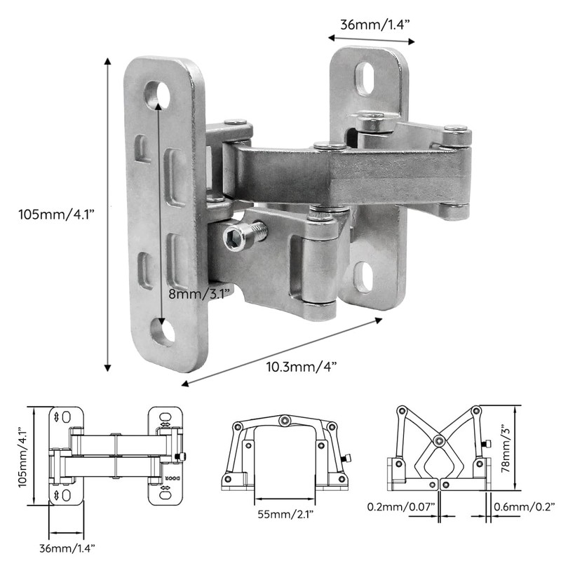 Fence Gate Hinges，Heavy Duty Steel Frame Hinges,180 Degree Open,Weld onto