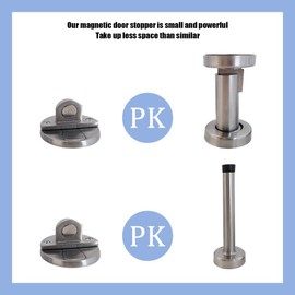 KOLAKO Magnetic Door Stopper,Invisible Stainless Steel Door Stop,Modern Magnetic Door Catch Door Holder for Home Office Security,Ground Mount,Black Adhensive Brushed Nickel Doorstopper