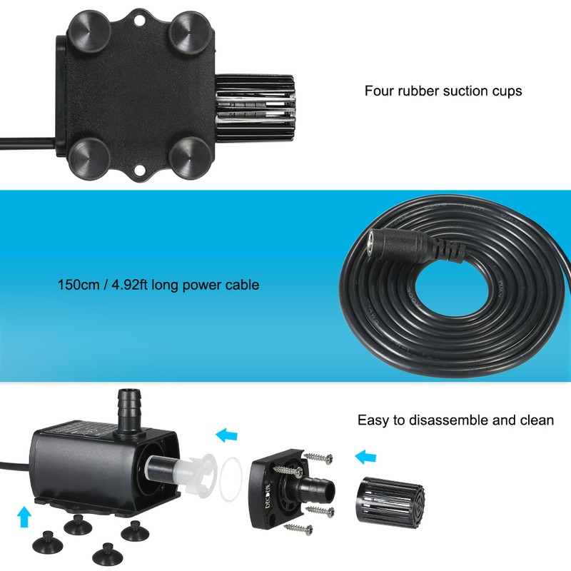 Decdeal Ultra-quiet Mini DC12V 10W 400L/H Lift 400cm Brushless Water