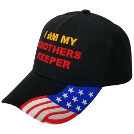 BCAH Mason Brothers Keeper Baseball Cap American Flag Bill, Black Masonic Hat, Masons