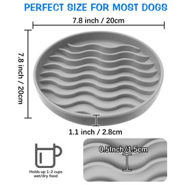 Fhiny Slow Feeder Dog Bowl, Silicone Dog Puzzle Bowl Slow Feeder Puppy Bowls Slow Eating Modern Lick Mat Design Dishwasher Microwave Fit for Fast Eaters, All Small Medium Dogs Puppy Doggy (Grey)