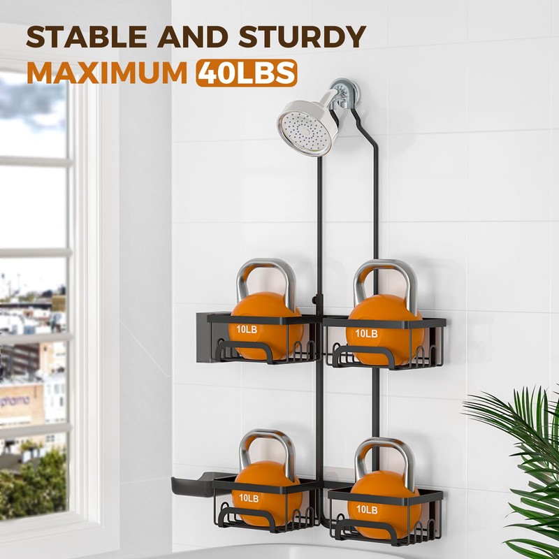 REINHARDT Shower Caddy Hanging for Handheld Showerheads Adjustable Split Shower