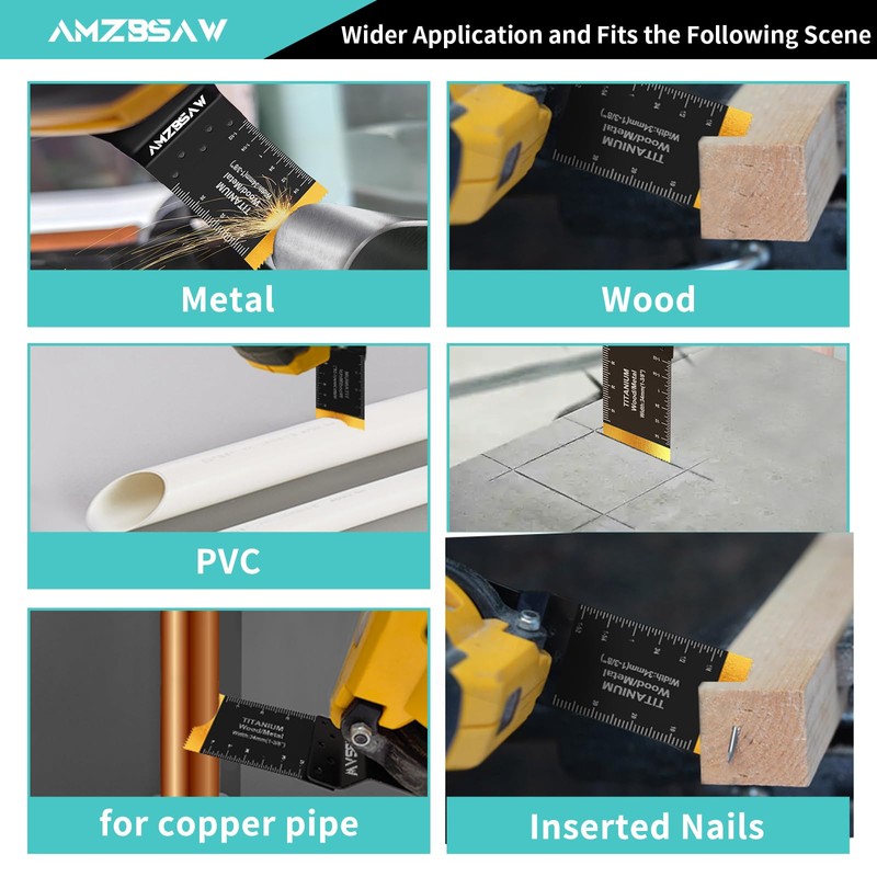 AMZBSAW 100 PCS Blades, Titanium and High Carbon Steel Saw