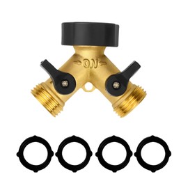 VEHIRANS Garden Hose Y Splitter Adapter, 2 Way Y Valve +3/4" GHT Thread Brass Y Connector Tap Splitter