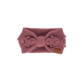 Winter CC Confetti - Diadema de punto grueso con forro polar cálido y mullido, 2 capas hechas a mano Bobble Coco Berry, 1 Count (Pack of 1)